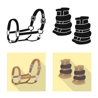 Ekipman ve Binicilik simgesi yalıtılmış nesne. Ekipman ve rekabet stok vektör çizim seti.