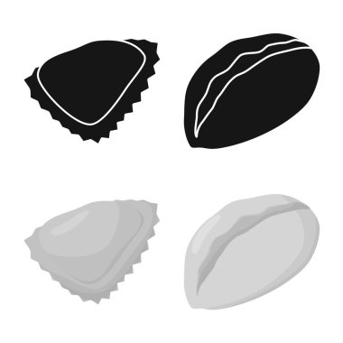 Ürünler ve pişirme logo vektör tasarımı. Ürünler ve web için hisse senedi simgesi meze koleksiyonu.