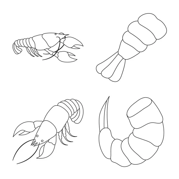 Векторні ілюстрації їжі та морської ікони. Колекція їжі та тварин Векторні значки для запасів . — стоковий вектор