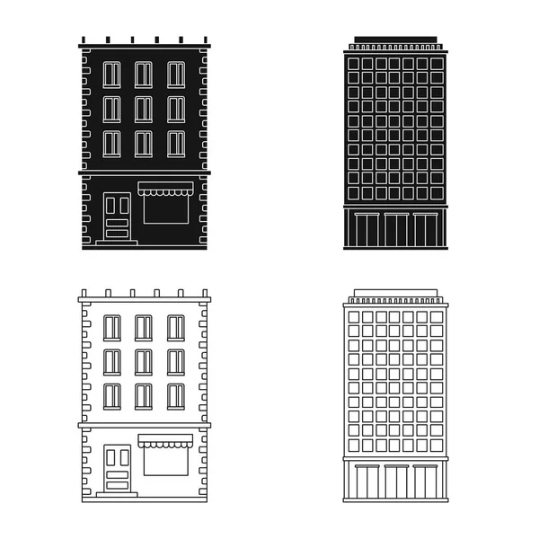 Ilustración vectorial del icono municipal y central. Colección de icono vectorial municipal y patrimonial para stock . — Archivo Imágenes Vectoriales