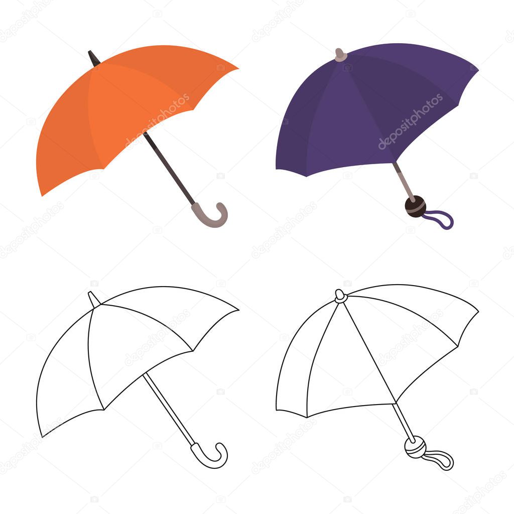 Vector design of protection and closed symbol. Collection of protection and rainy vector icon for stock.