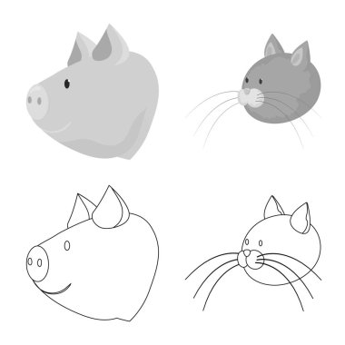 Tarım ve logo üreme izole nesne. Tarım ve organik hisse senedi vektör çizim koleksiyonu.