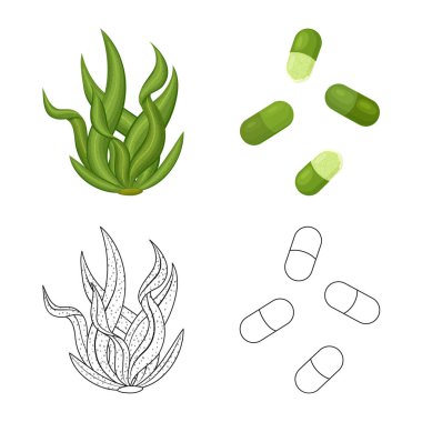 Protein ve deniz logo yalıtılmış nesne. Protein ve doğal hisse senedi vektör çizim koleksiyonu.