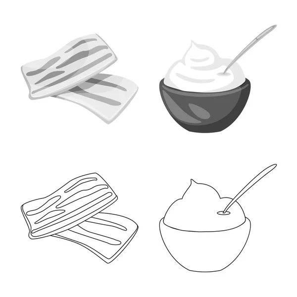 Isolerade objekt av smak och produkt-logotypen. Uppsättning av smak och matlagning lager vektorillustration. — Stock vektor