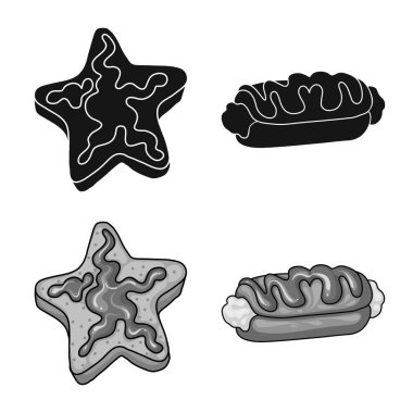 Şekerleme ve mutfak işareti vektör Illustration. Şekerlemeler ve web için ürün hisse senedi simgesi.