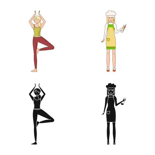Illustrazione vettoriale della postura e segno dell'umore. Set di postura e icona vettoriale femminile per magazzino . — Vettoriale Stock