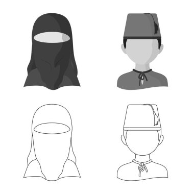 Kopyacı ve yerleşik simge vektör Illustration. Kopyacı ve hisse senedi için kültür vektör simge kümesi.