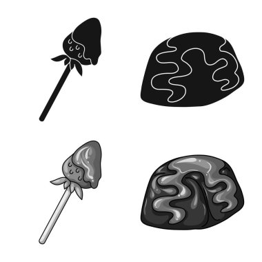 Şekerleme ve mutfak logo vektör Illustration. Şekerlemeler ve hisse senedi için ürün vektör simge koleksiyonu.