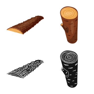 Yalıtılmış nesne ağacı ve ham işaret. Hisse senedi için ağaç ve inşaat vektör simge topluluğu.