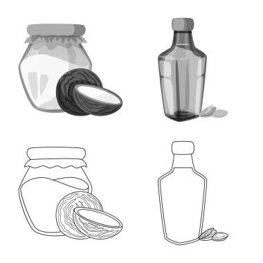 Sağlıklı ve sebze işareti vektör Illustration. Sağlıklı kümesi ve web için tarım hisse senedi simgesi.