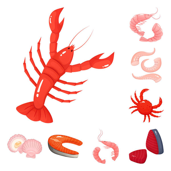 Изолированный объект пищи и морского символа. Коллекция пищевых продуктов и здорового символа запасов для сети
.