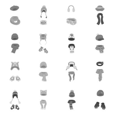 Şapka ve moda logosu izole nesne. Şapka seti ve soğuk stok vektör illüstrasyon.