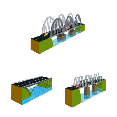 Köprüişi ve mimari simge yalıtılmış nesne. Köprüişi ve yapı stok vektör çizim koleksiyonu.