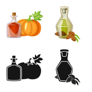 Sağlıklı ve sebze logo vektör Illustration. Sağlıklı kümesi ve web için tarım hisse senedi simgesi.
