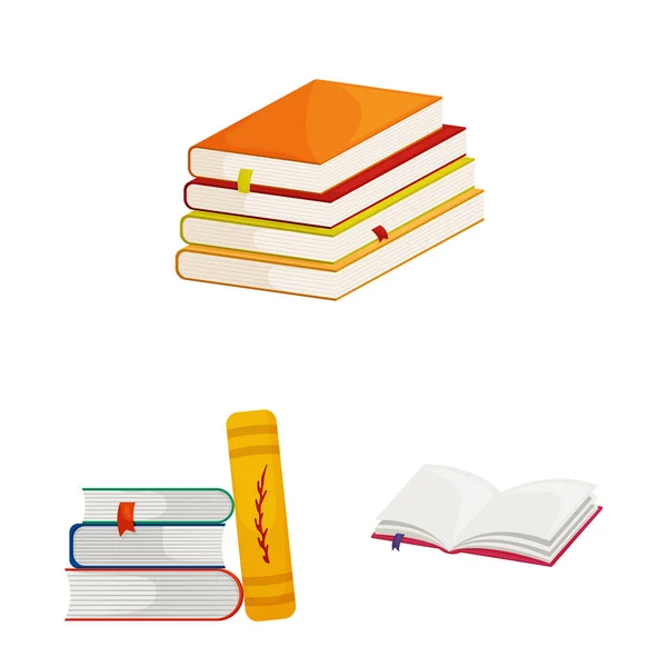 Vektorillustration der Bibliothek und des Buchhandelsikons. Set von Bibliotheks- und Literaturvektorillustrationen. — Stockvektor