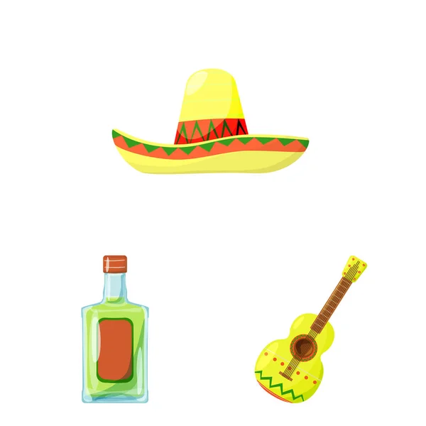 Meksika vektör tasarımı ve tekila sembolü. Hisse senedi için Meksika ve fiesta vektör simgesi seti. — Stok Vektör