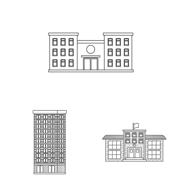 Vector design of architecture and exterior icon. Set of architecture and city stock symbol for web. — Stock Vector