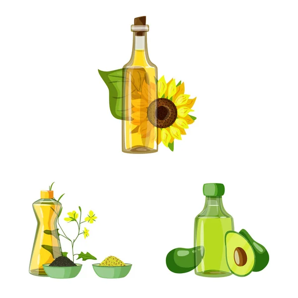 Vector ontwerp van fles en glas symbool. Collectie van fles en landbouw voorraad vectorillustratie. — Stockvector