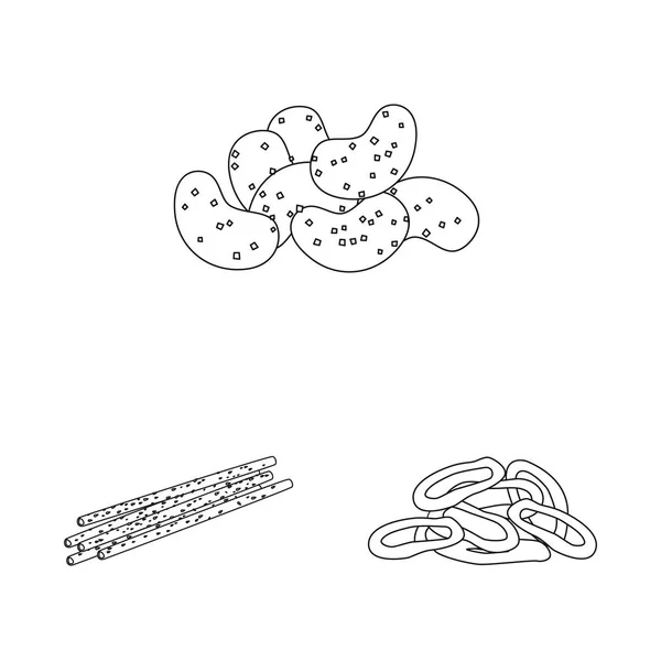 Ilustración vectorial del producto y del símbolo del menú. Conjunto de producto y sabor stock vector ilustración . — Vector de stock