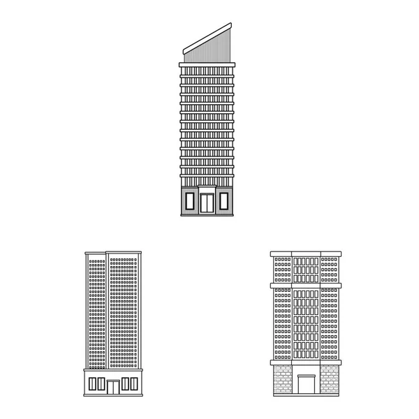 Ilustração vetorial da arquitetura e símbolo exterior. Conjunto de arquitetura e ilustração vetorial de estoque da cidade . —  Vetores de Stock