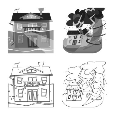 Hava ve tehlike işareti yalıtılmış nesne. Hava ve gürültüyle çarpmak hisse senedi vektör çizim.