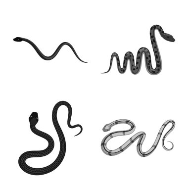 Zarar ve ısırık logosu vektör tasarımı. Zarar seti ve sürüngen stok vektör illüstrasyon.