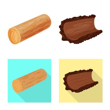 Ağaç ve ham simge vektör Illustration. Hisse senedi için ağaç ve inşaat vektör simge topluluğu.