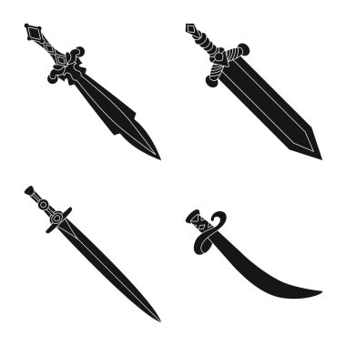 Keskin ve bıçak işareti vektör tasarımı. Hisse senedi için keskin ve hançer vektör simge kümesi.