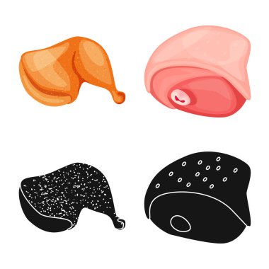 Ürün ve kümes hayvanları simge vektör Illustration. Hisse senedi için ürün ve tarım vektör simge kümesi.