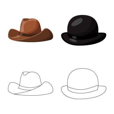 Giyim ve kap sembolü yalıtılmış nesne. Giyim ve bere hisse senedi vektör çizim koleksiyonu.