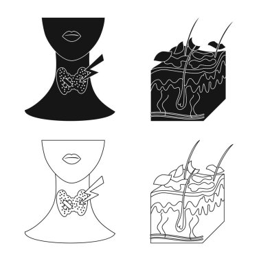 Tıbbi izole nesne ve ağrı logosu. Tıp topluluğu ve hisse senedi için hastalık vektör simgesi.