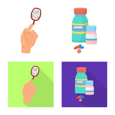 Diyet ve tedavi logosu yalıtılmış nesne. Hisse senedi için diyet ve tıp vektör simge topluluğu.