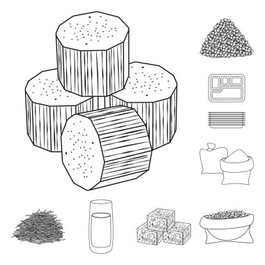 Şeker ve alan logonun vektör tasarımı. Şeker kümesi ve hisse senedi için plantasyon vektör simgesi.