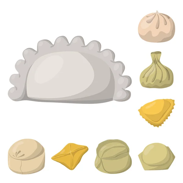 Illustration vectorielle de boulettes et logo alimentaire. Collection de boulettes et de bourrelets symbole pour la toile . — Image vectorielle