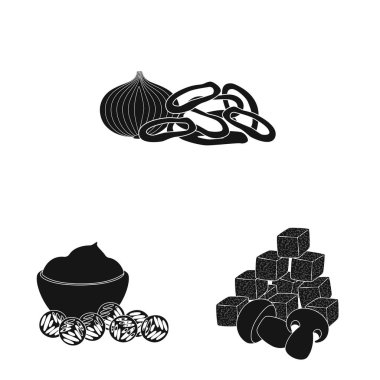 Madde ve organik simge vektör Illustration. Hisse senedi için madde ve ürün vektör simge topluluğu.