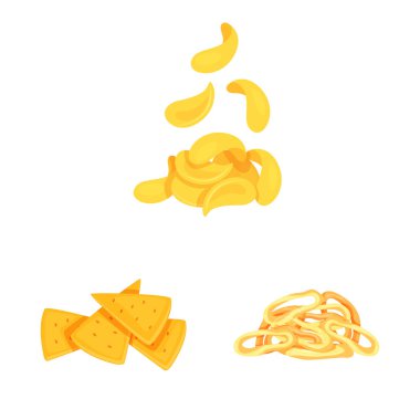 Gıda ve gevrek logosu izole nesne. Stok için yiyecek ve lezzet vektör simgesi seti.