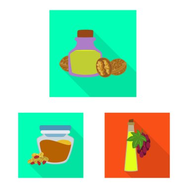 Şişe ve cam işareti vektör tasarımı. Web için şişe ve tarım stok sembolü seti.