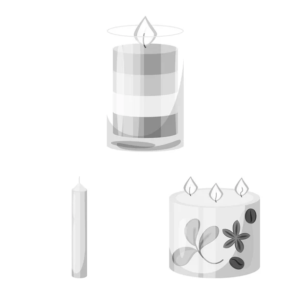 Objet isolé de paraffine et signe de feu. Jeu de symbole stock de paraffine et décoration pour toile . — Image vectorielle