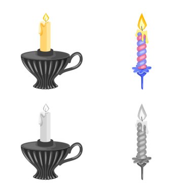 Gevşeme ve alev simgesi yalıtılmış nesne. Gevşeme ve balmumu hisse senedi vektör çizim koleksiyonu.