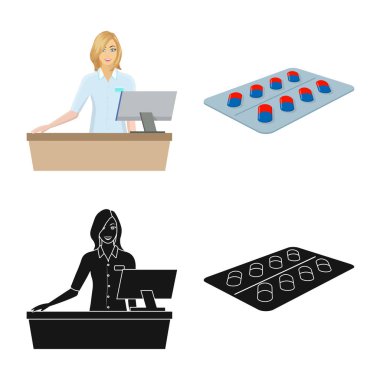 Perakende ve sağlık sembol vektör tasarımı. Hisse senedi için perakende ve sağlık vektör simge topluluğu.