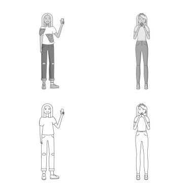 Duruş ve ruh hali logo vektör Illustration. Duruş ve kadın hisse senedi vektör çizim koleksiyonu.