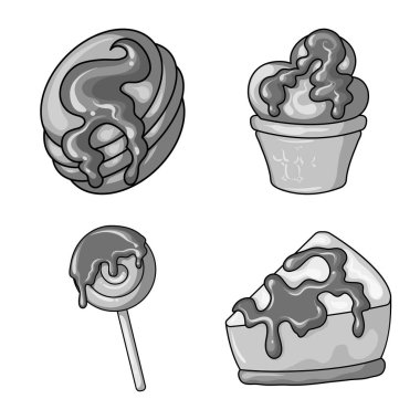 Tatlı ve karamel logo yalıtılmış nesne. Web için tatlı ve mutfak hisse senedi simgesi kümesi.