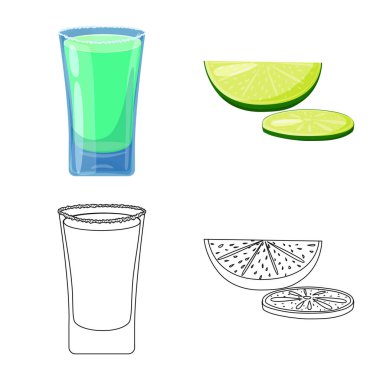 Kafe ve Latin simge vektör tasarımı. Kafe ve hisse senedi için ulusal vektör simge kümesi.