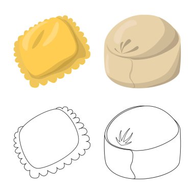 Ürün ve pişirme logo vektör Illustration. Ürünler ve web için meze hisse senedi simgesi.