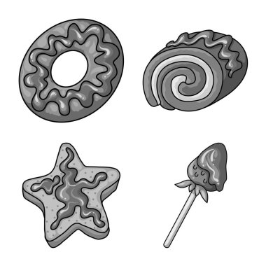 Tatlı ve karamel simgesiizole nesne. Tatlı ve mutfak stok vektör illüstrasyon koleksiyonu.