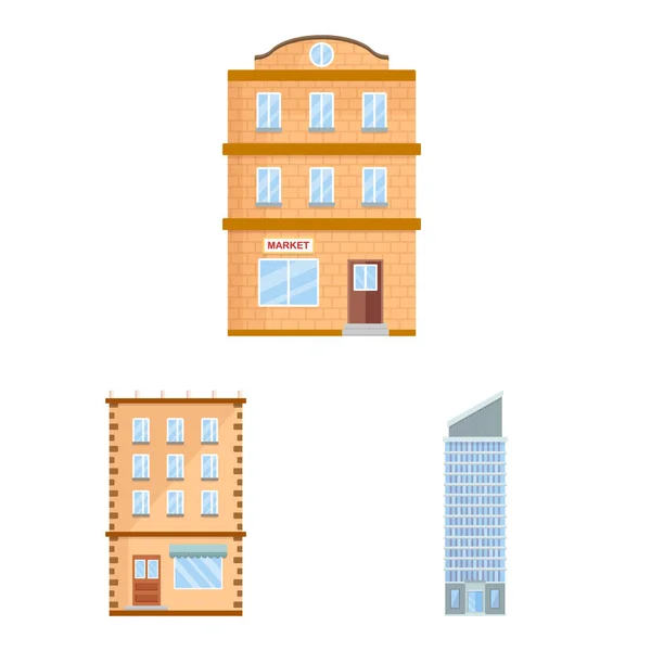 Objeto aislado de fachada e icono del edificio. Conjunto de fachada y símbolo de stock exterior para web . — Vector de stock