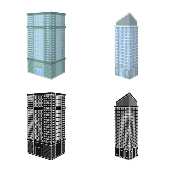 Vektorillustration der Konstruktion und des Bausymbols. Sammlung von Vektor-Abbildungen von Bau- und Immobilienbeständen. — Stockvektor