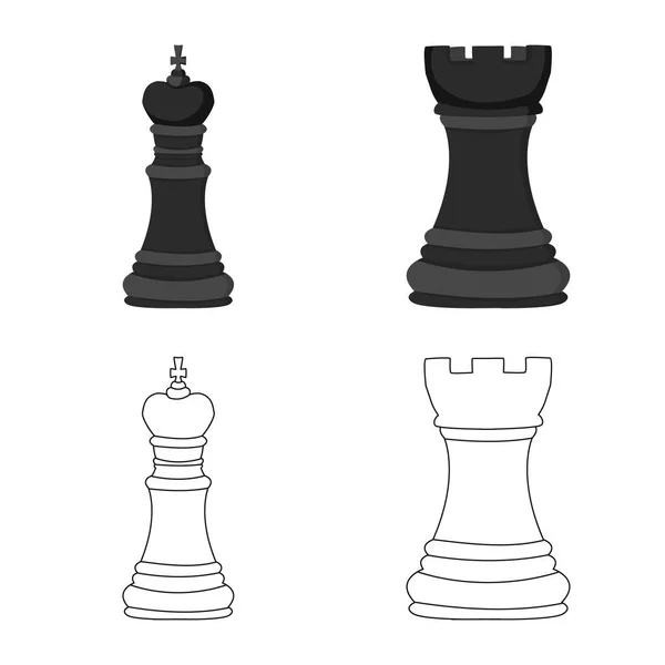 Isolerade objekt av schackmatt och tunn logotyp. Uppsättning av schackmatt och målet lager vektorillustration. — Stock vektor