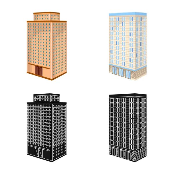 Illustrazione vettoriale della costruzione e simbolo dell'edificio. Set di icone vettoriali di costruzione e proprietà per magazzino . — Vettoriale Stock