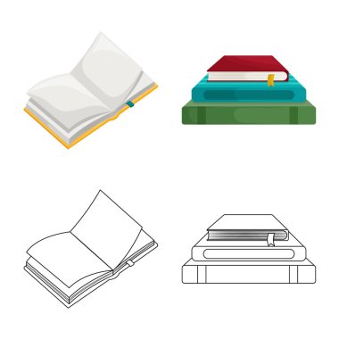 İzole işareti eğitim ve kapak nesne. Eğitim ve hisse senedi için kitapçı vektör simge kümesi.